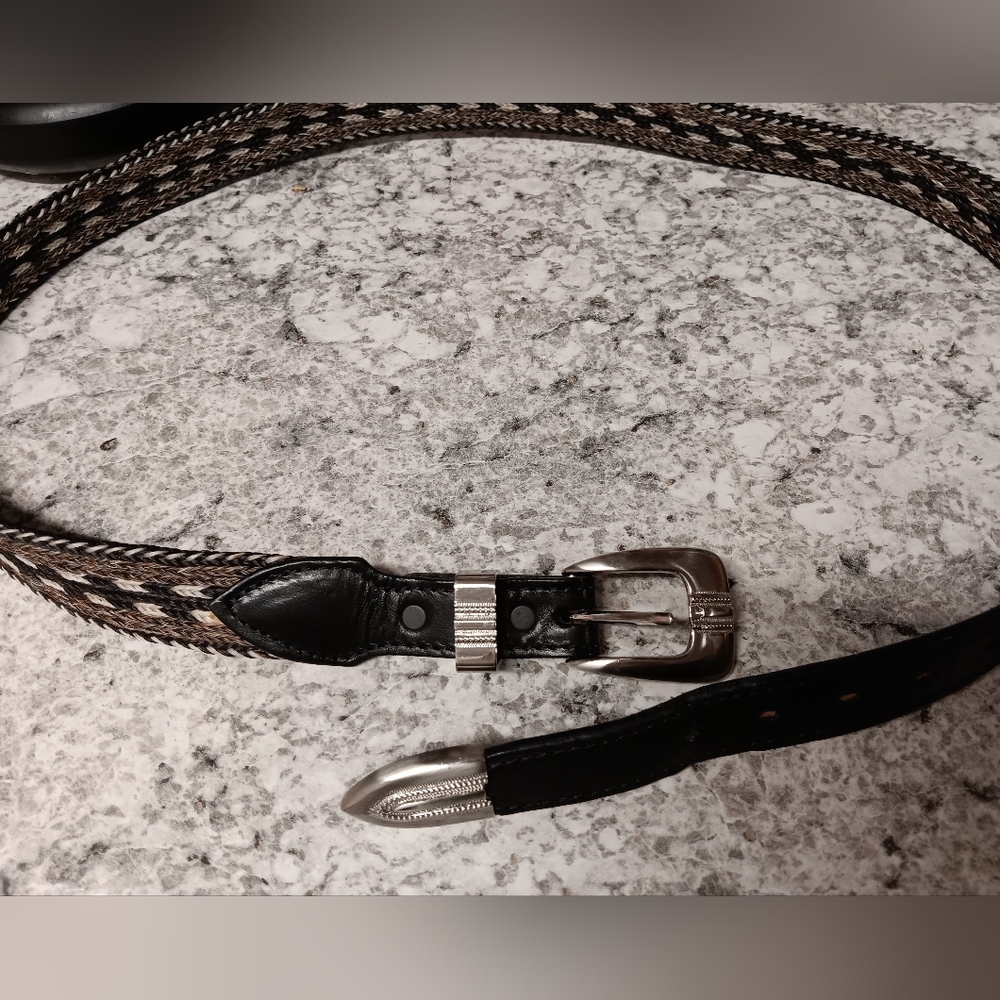 VGUC Men's Horse Hair & Leather Belt Size 44 Western